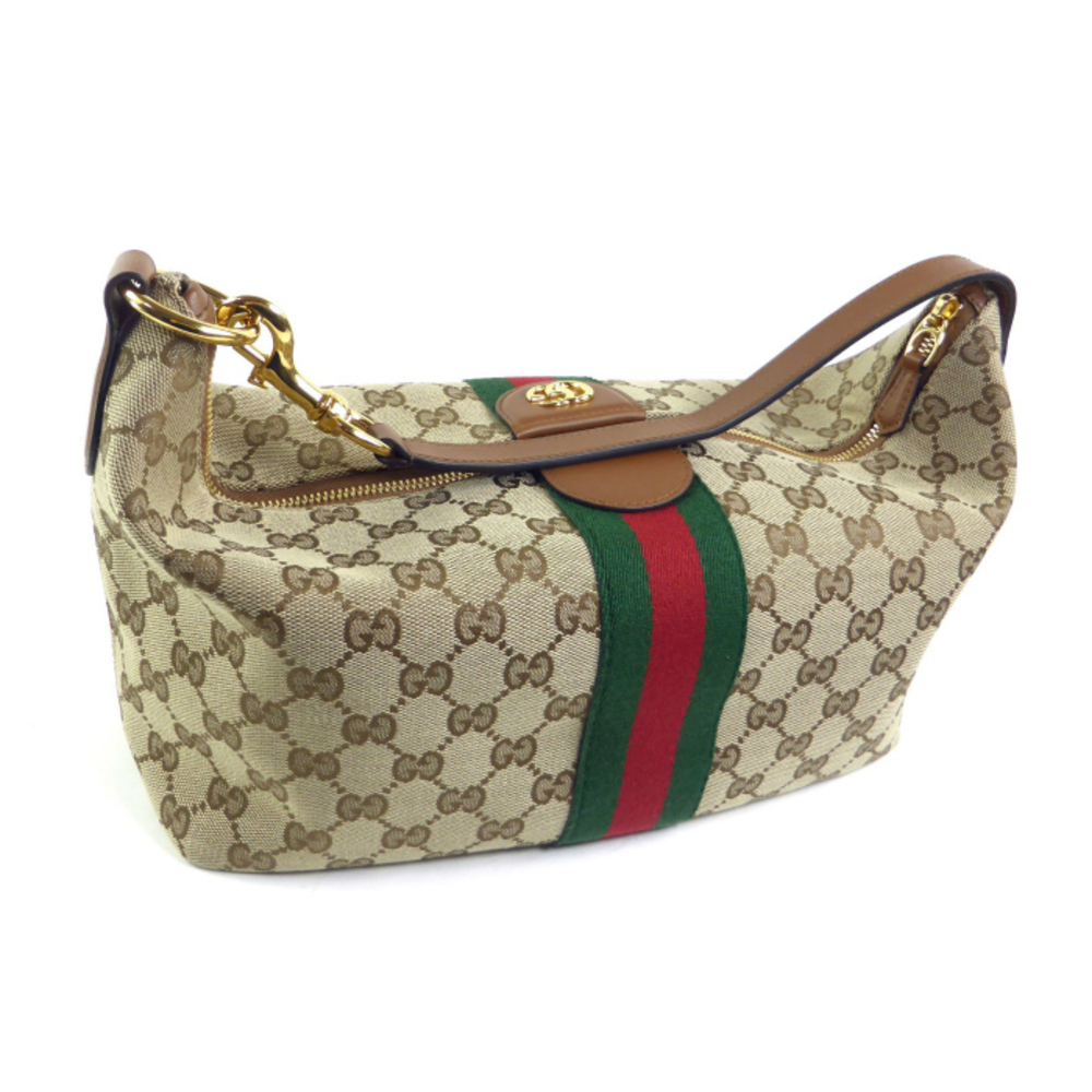 Gucci Vanity Top Handle GG Canvas Shoulder Handbag Beige Brown - Picture 3 of 7